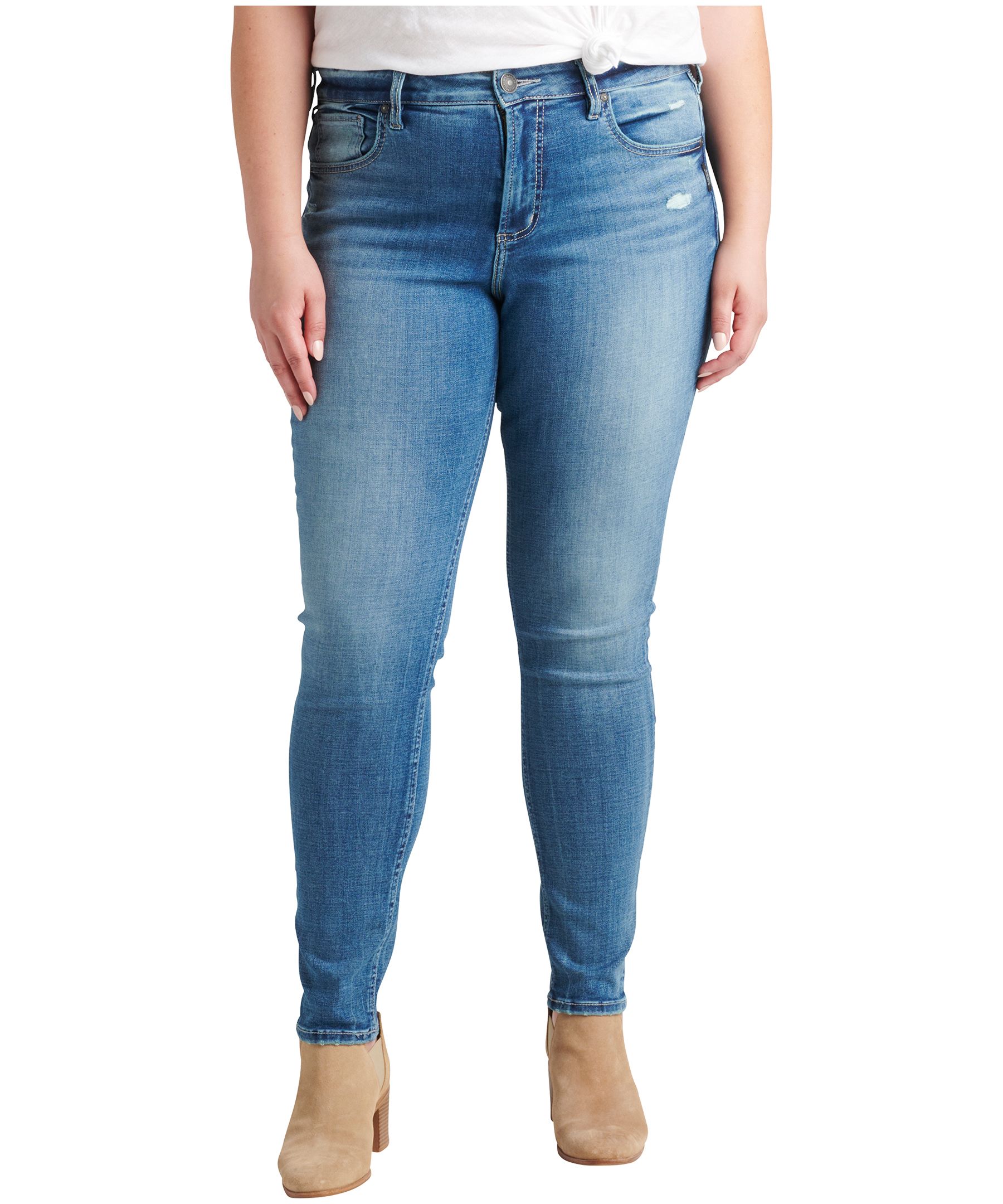 Jean moulant à taille haute pour femmes, Avery, taille plus, Silver