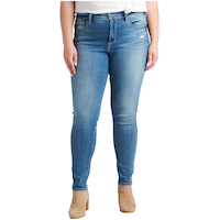 Jean moulant à taille haute pour femmes, Avery, taille plus, Silver Front_Flat