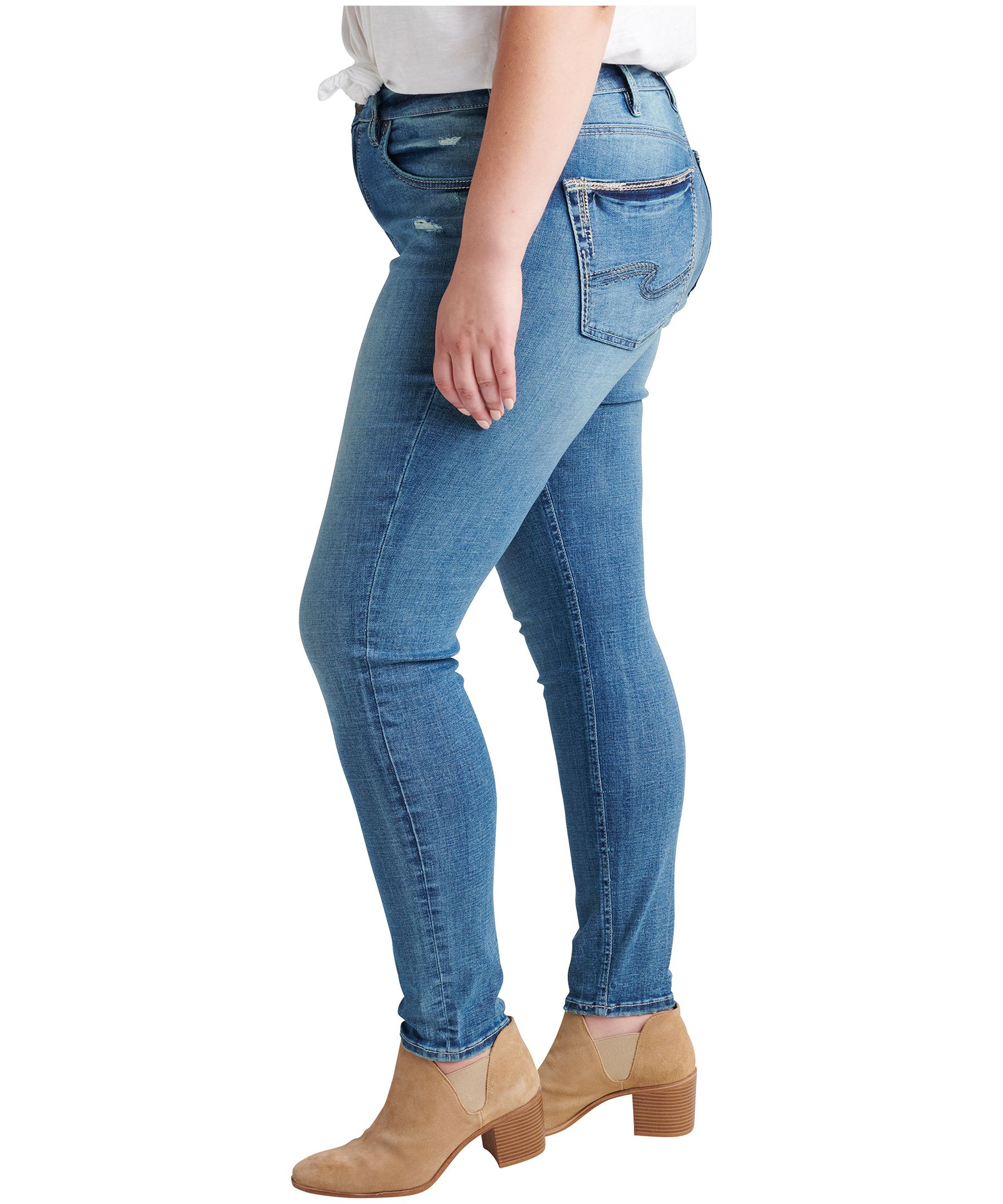 Jean moulant à taille haute pour femmes, Avery, taille plus, Silver