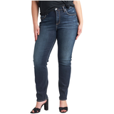 Silver Women's Avery High Rise Straight Leg Jeans Plus Size Front_Three_Fourths_Angled_Left