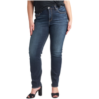 Silver Women's Avery High Rise Straight Leg Jeans Plus Size Front_Three_Fourths_Angled_Left