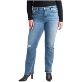 Jean semi-évasé étroit à taille haute pour femmes, Avery, Silver, taille plus Front_Flat