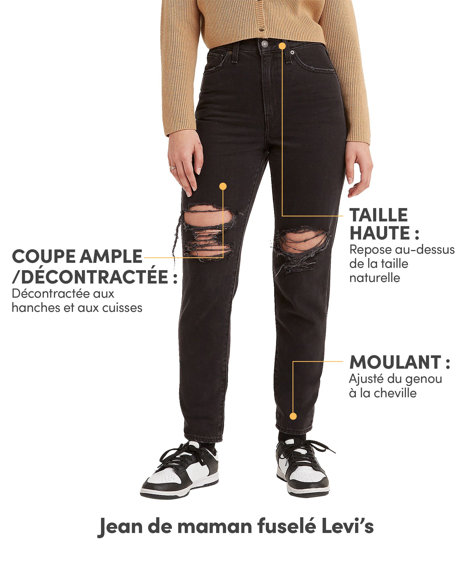 Jean de maman à taille haute et jambe fuselée pour femmes, Levi's