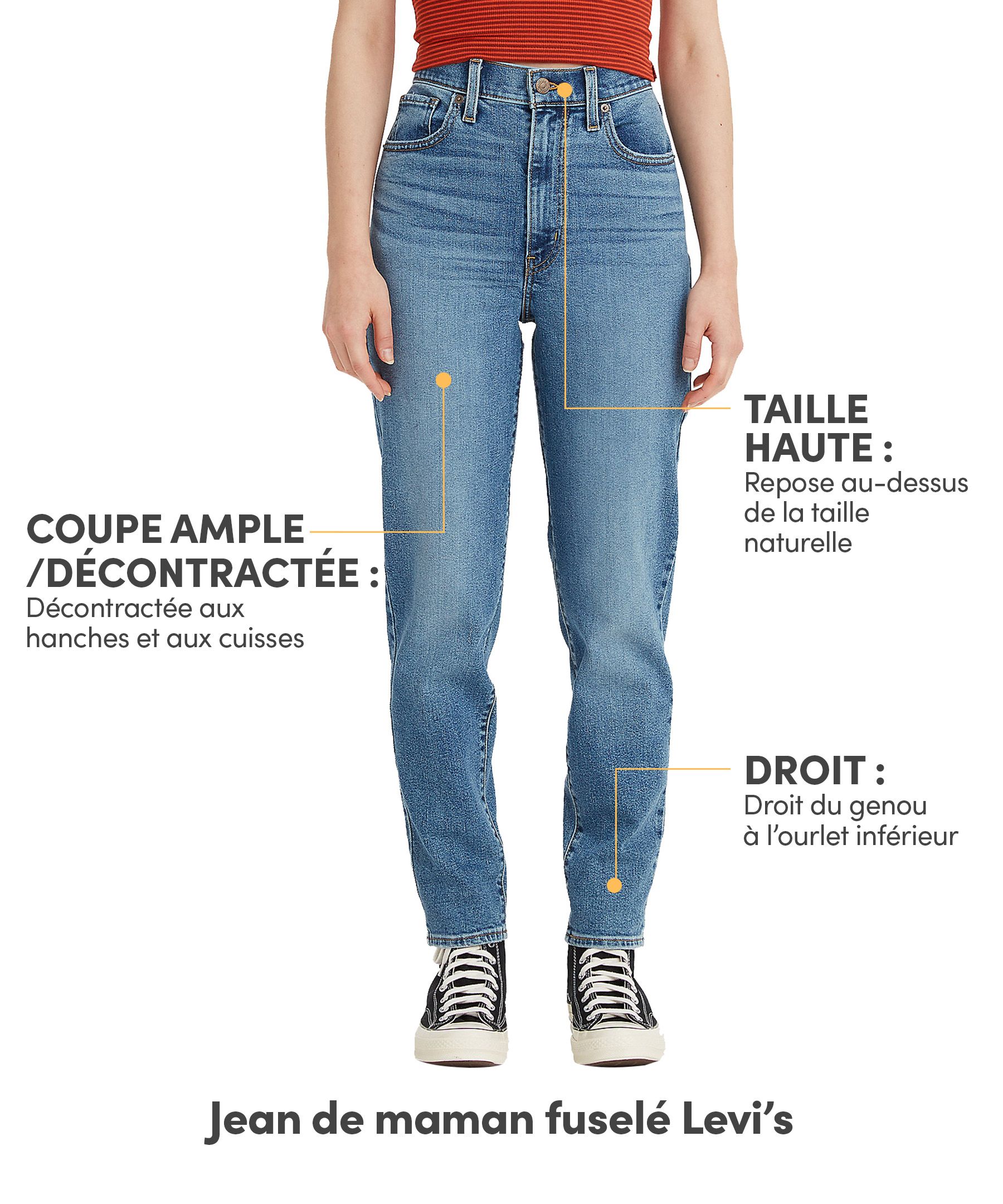 Jean de maman à taille haute et jambe fuselée pour femmes, Levi's