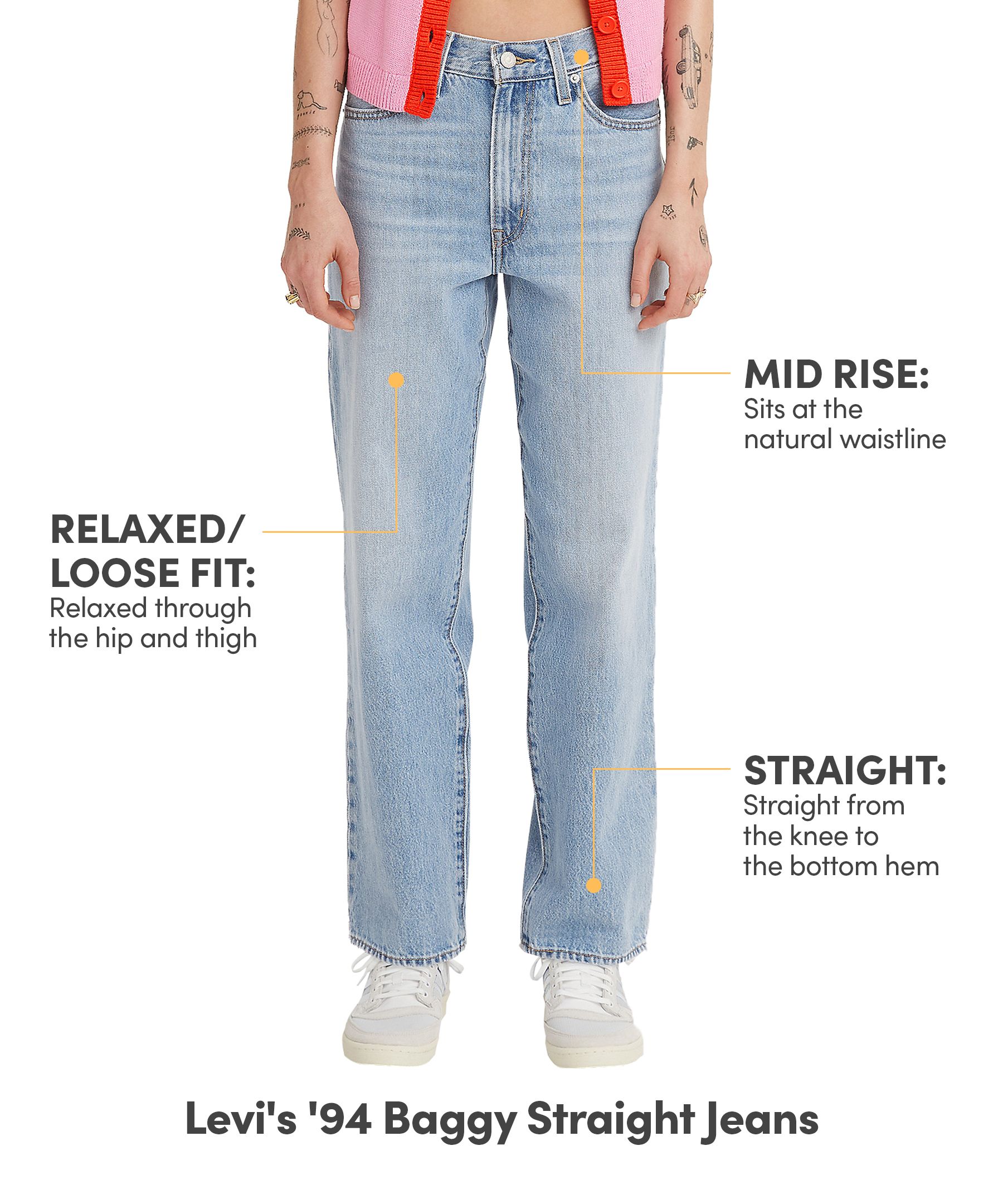 Levi's Women's '94 Baggy Mid Rise Straight Leg Jeans - Light