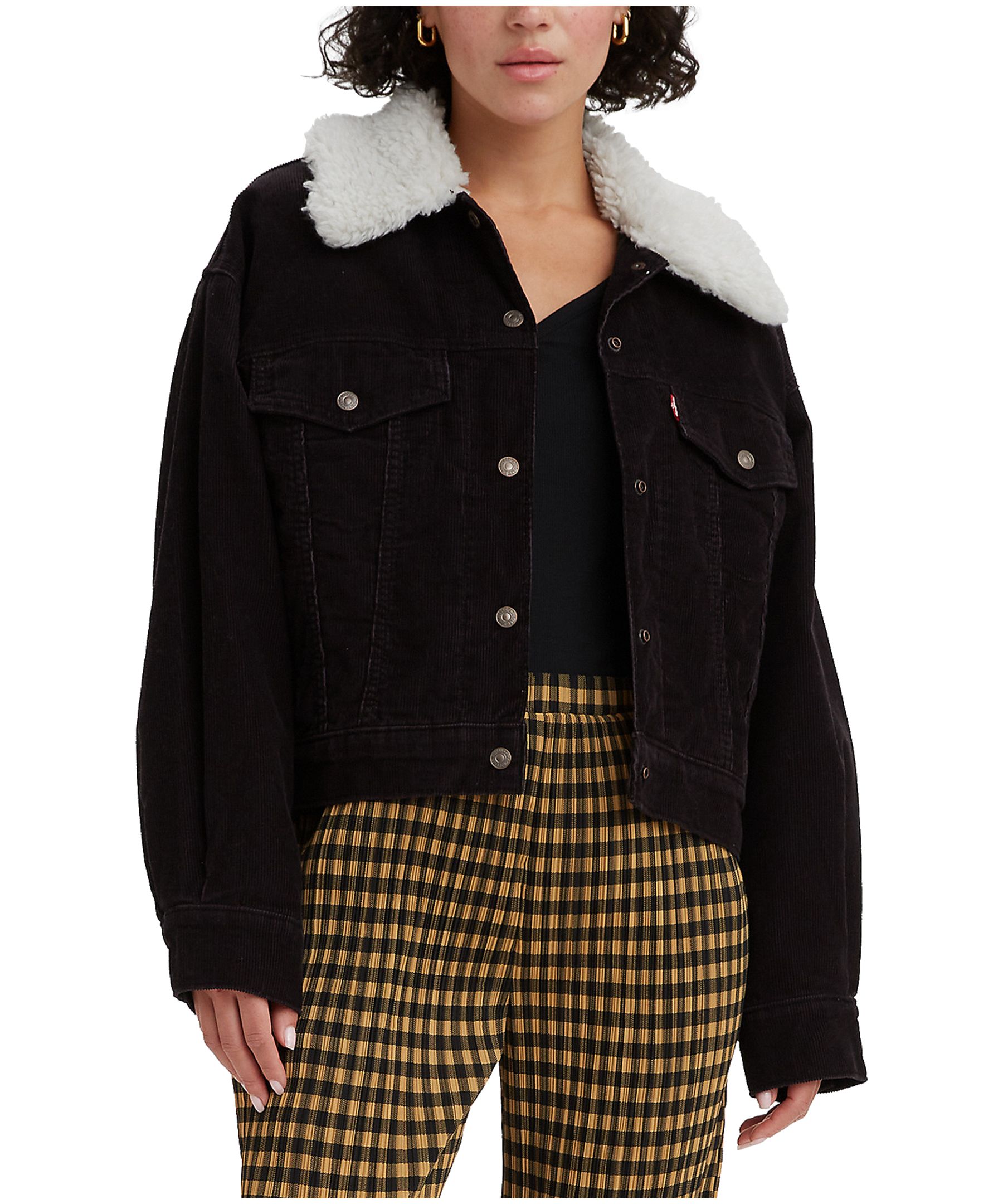 Levi's Women's Sherpa Baby Baggy Trucker Jean Jacket - Black