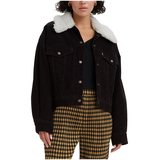 Levi's Women's Sherpa Baby Baggy Trucker Jean Jacket - Black Front_Flat