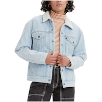 Levi's Women's Ex Sherpa Trucker Jean Jacket - Light Indigo Front_Flat