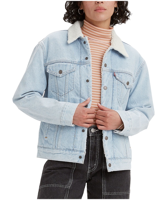 Levi's Women's Ex Sherpa Trucker Jean Jacket - Light Indigo