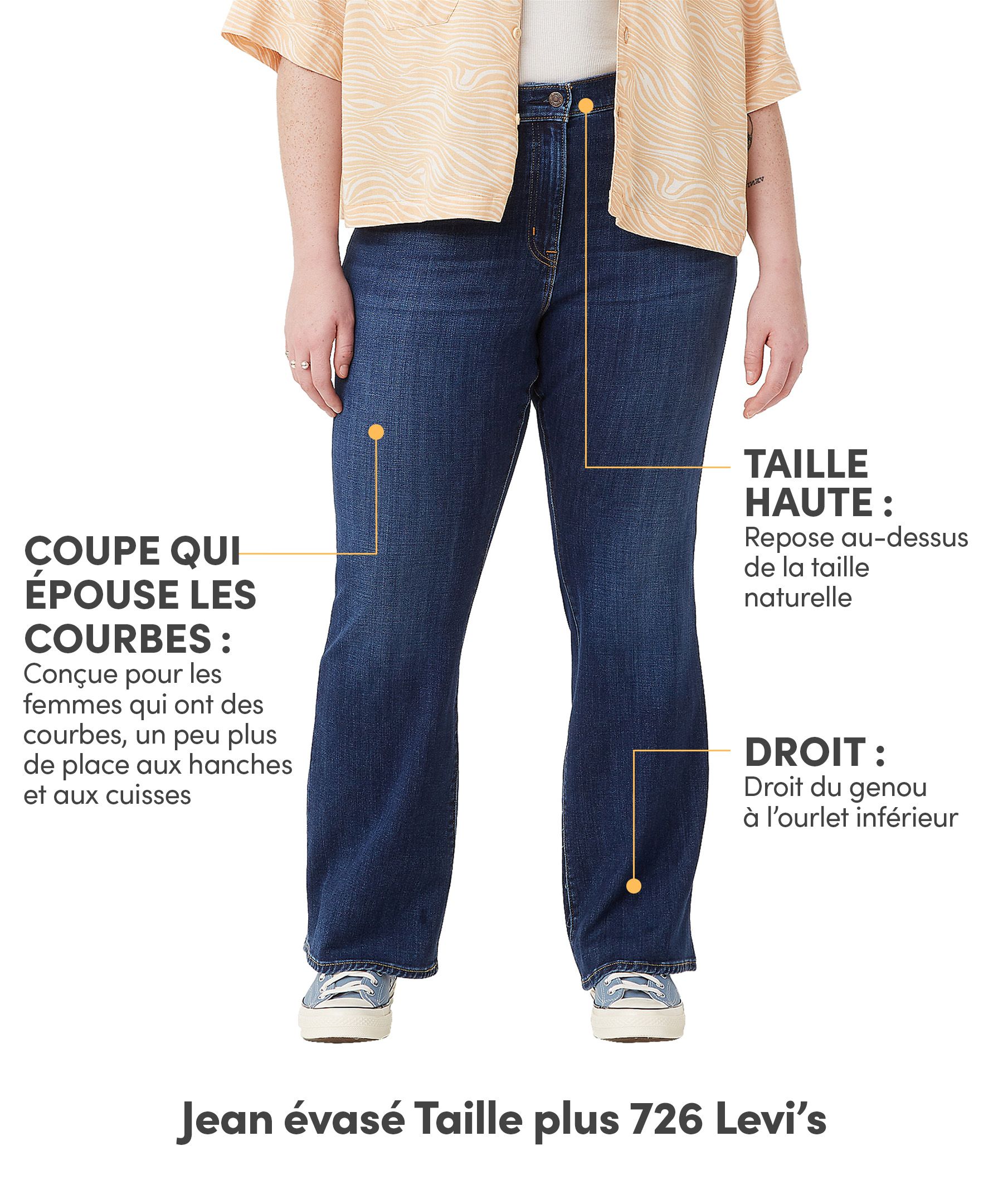 Jean évasé à taille haute pour femmes, 726, Levi's, indigo foncé