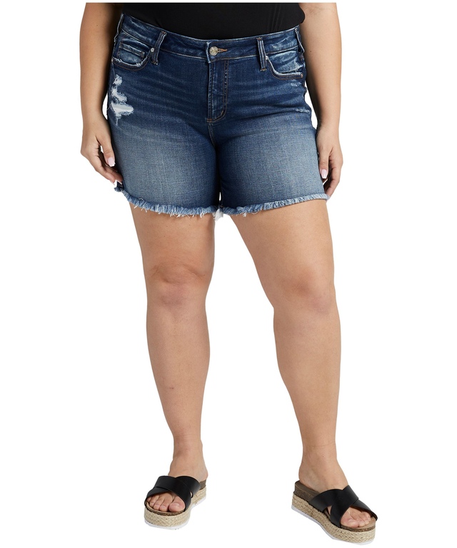 Short en jean à taille mi-basse qui épouse les formes pour femmes, Suki, Silver, taille plus