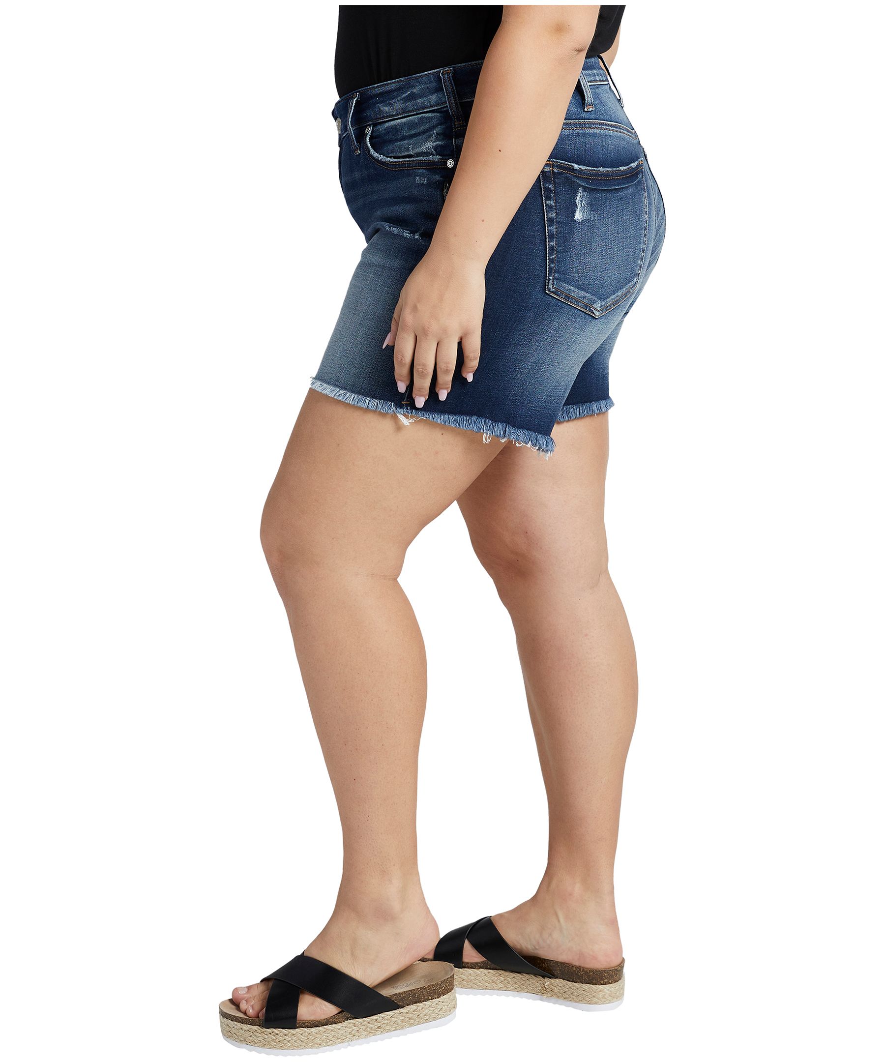 Short en jean à taille mi-basse qui épouse les formes pour femmes, Suki, Silver, taille plus