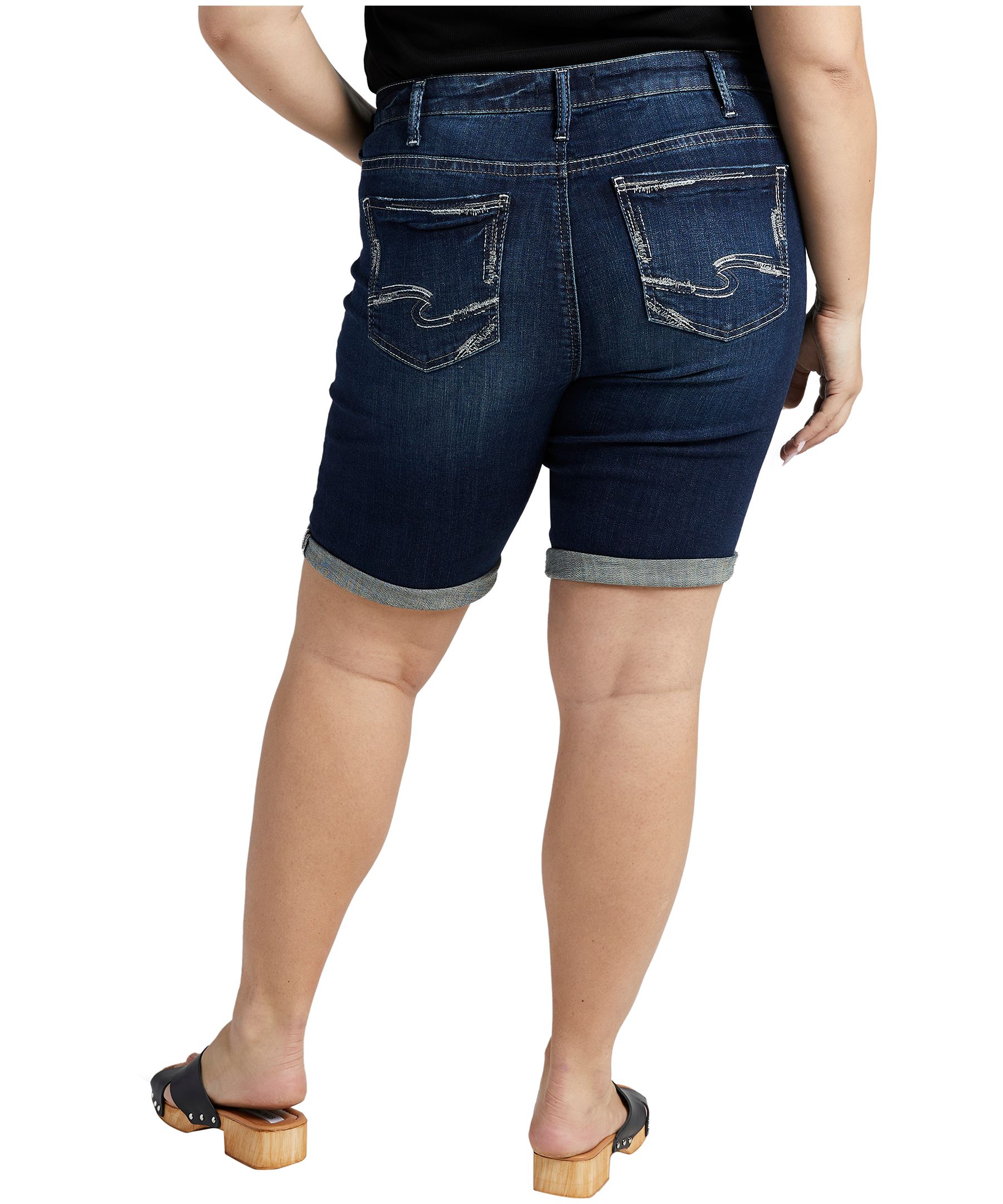 Short bermuda à taille mi-basse pour femmes, Suki, Silver, taille plus