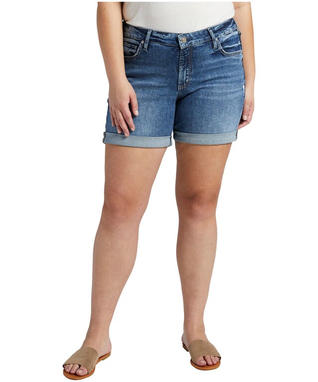 Silver Women's Boyfriend Mid Rise Relaxed Fit Jean Shorts Marks