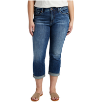 Jean capri à taille mi-basse épousant les courbes pour femmes, Suki, Silver Front_Flat