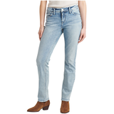 Jean à jambe droite et à taille mi-basse qui épouse les courbes pour femmes, Elyse, Silver Front_Three_Fourths_Angled_Left