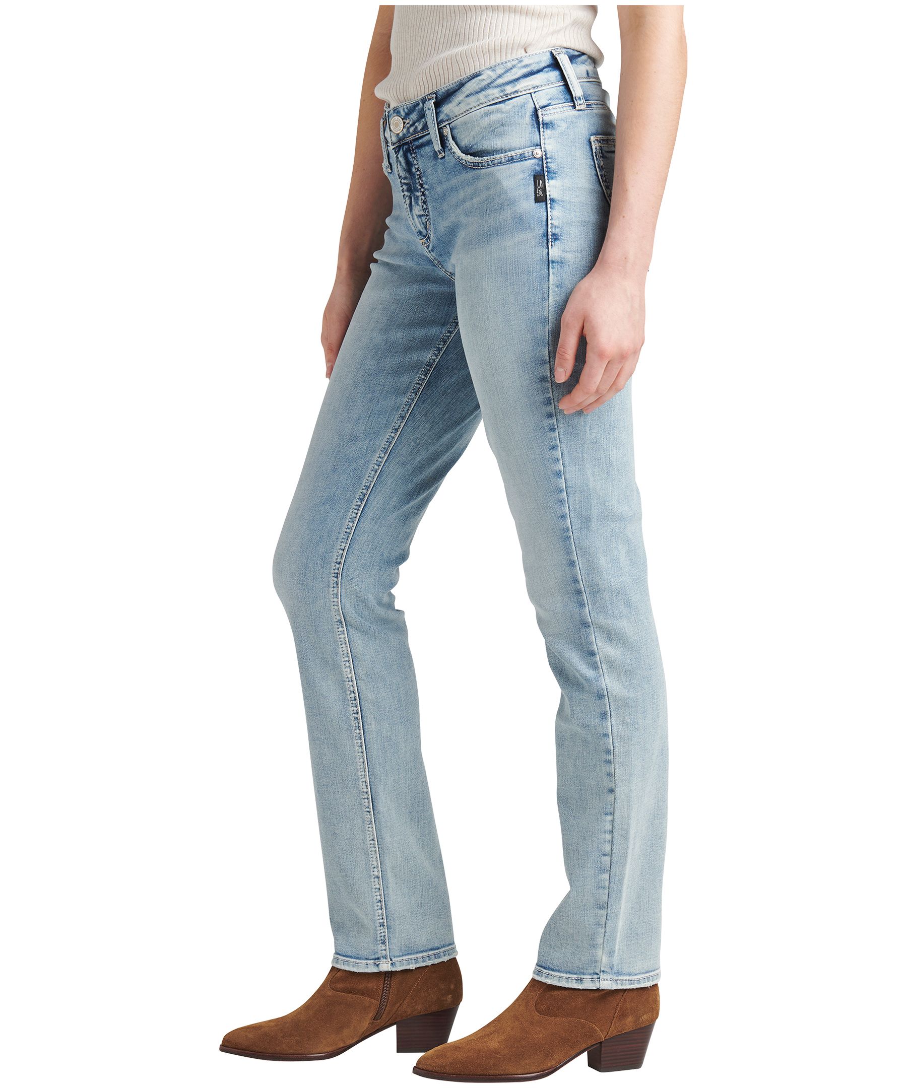 Silver Women's Elyse Mid Rise Curvy Fit Straight Leg Jeans