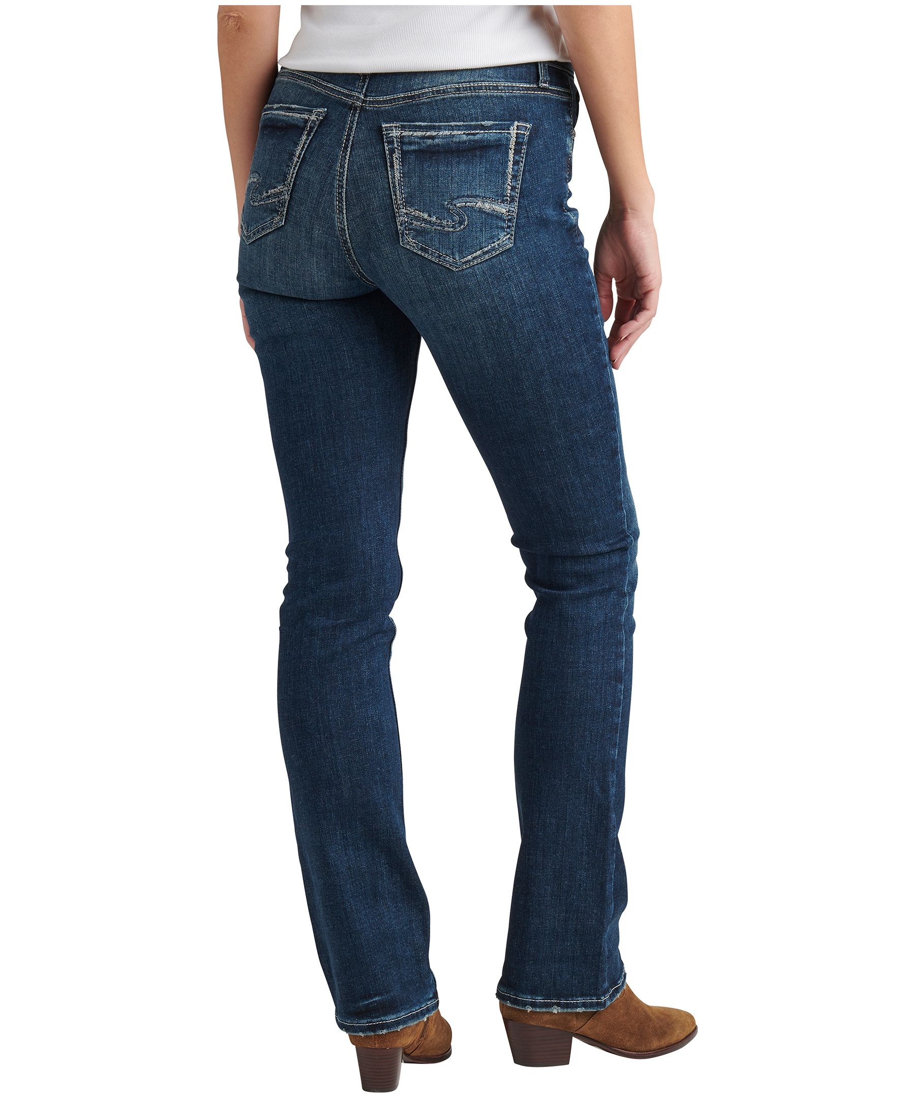 Jean semi-évasé étroit épousant les courbes et à taille mi-basse pour femmes, Elyse, Silver Jeans