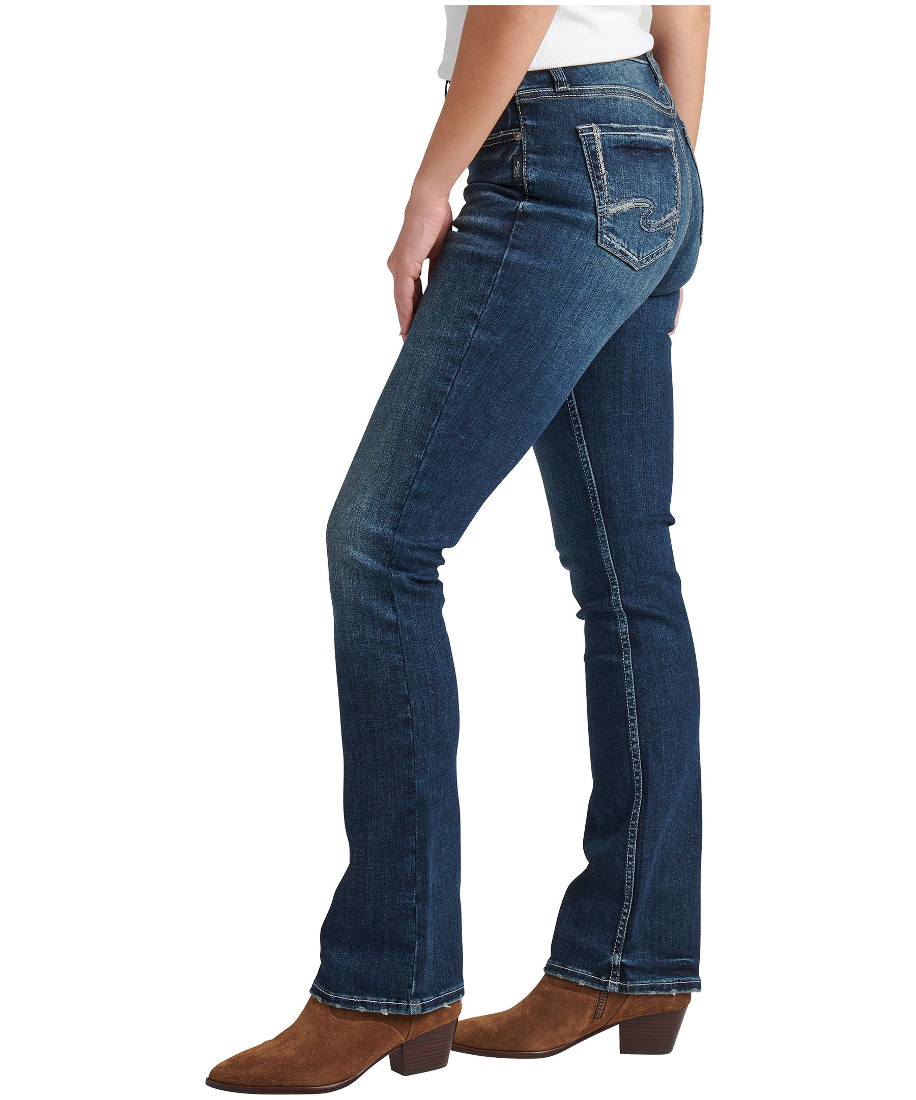 Jean semi-évasé étroit épousant les courbes et à taille mi-basse pour femmes, Elyse, Silver Jeans
