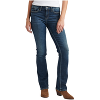 Jean semi-évasé étroit épousant les courbes et à taille mi-basse pour femmes, Elyse, Silver Jeans Front_Flat