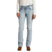 Jean étroit semi-évasé à taille mi-basse qui épouse les courbes pour femmes, Elyse, Silver Front_Flat