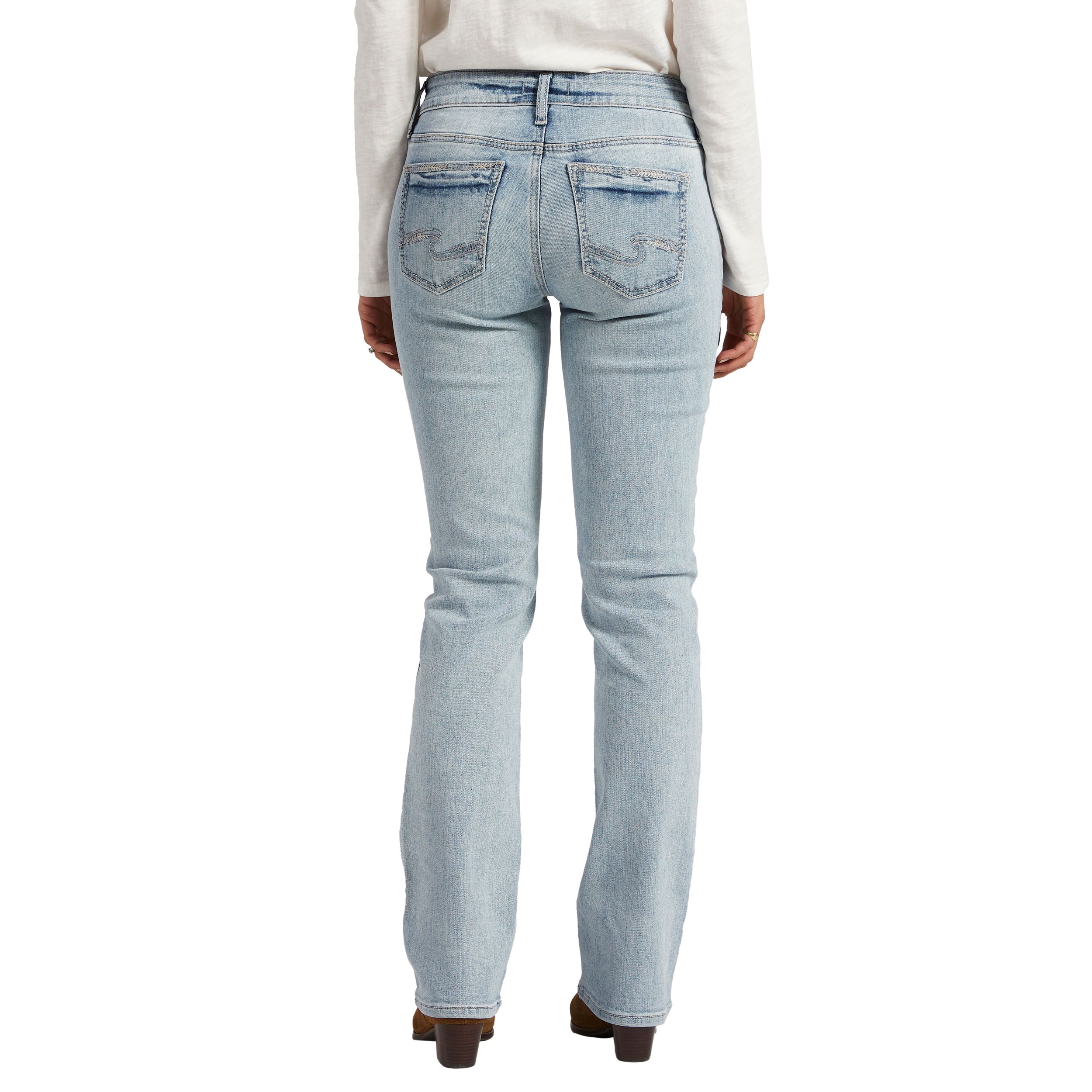 Jean étroit semi-évasé à taille mi-basse qui épouse les courbes pour femmes, Elyse, Silver