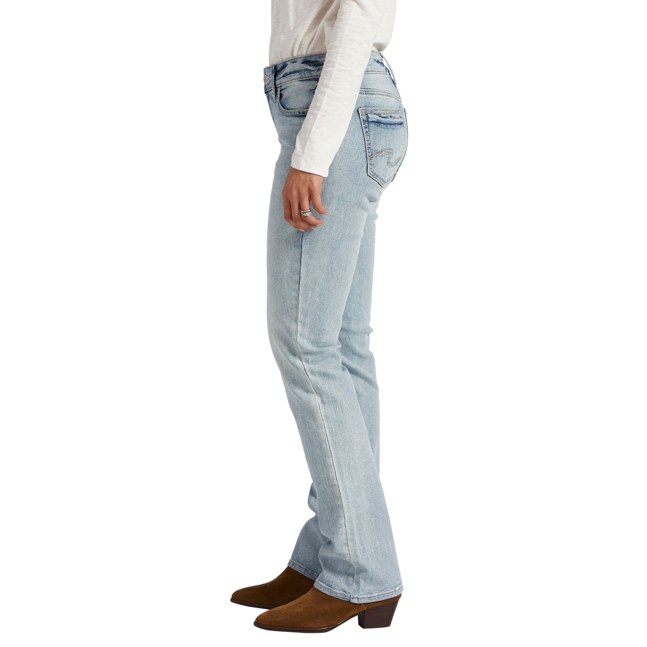 Jean étroit semi-évasé à taille mi-basse qui épouse les courbes pour femmes, Elyse, Silver