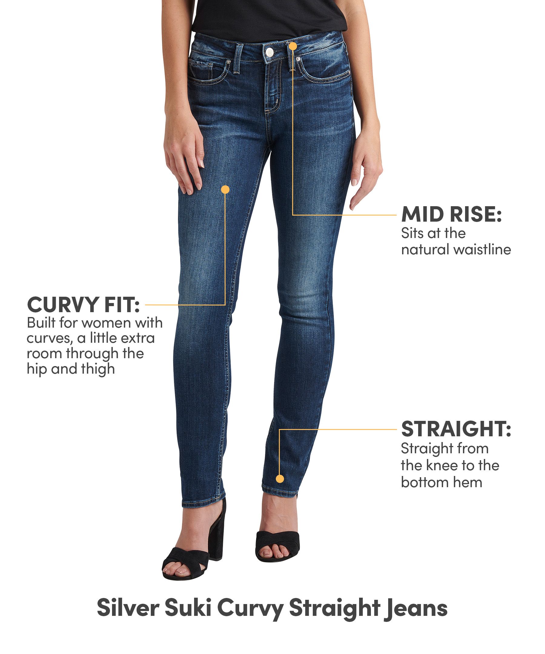 Silver Women's Suki Mid Rise Curvy Fit Straight Leg Jeans