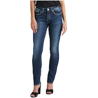 Silver Women's Suki Mid Rise Curvy Fit Straight Leg Jeans Front_Flat
