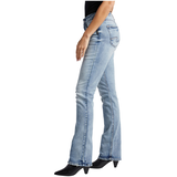 Jean étroit semi-évasé à taille mi-basse qui épouse les courbes pour femmes, Suki, Silver Side_Left