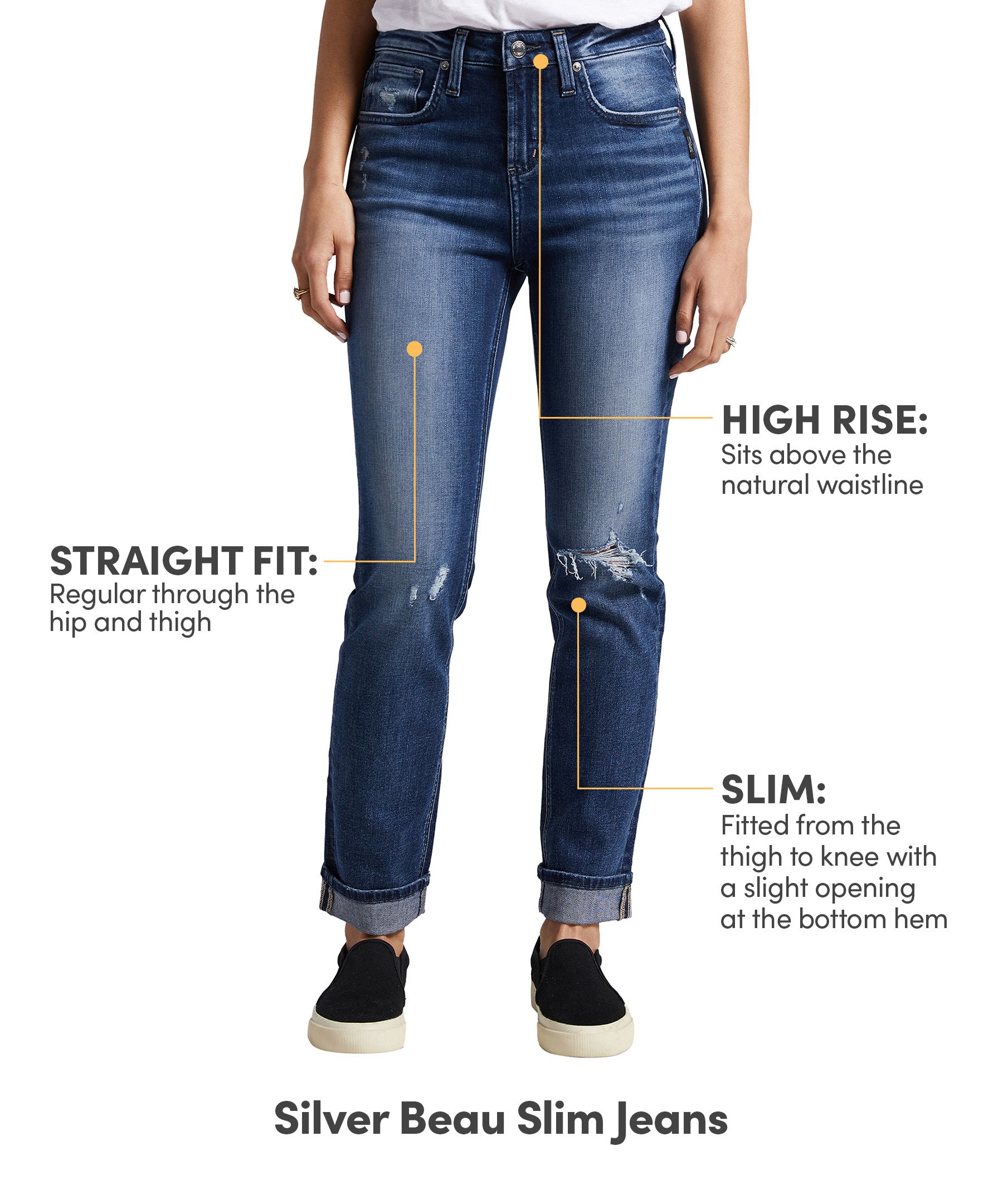 Silver Women's Beau High Rise Slim Leg Jeans with Destruction