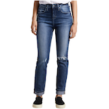 Silver Women's Beau High Rise Slim Leg Jeans with Destruction Front_Flat