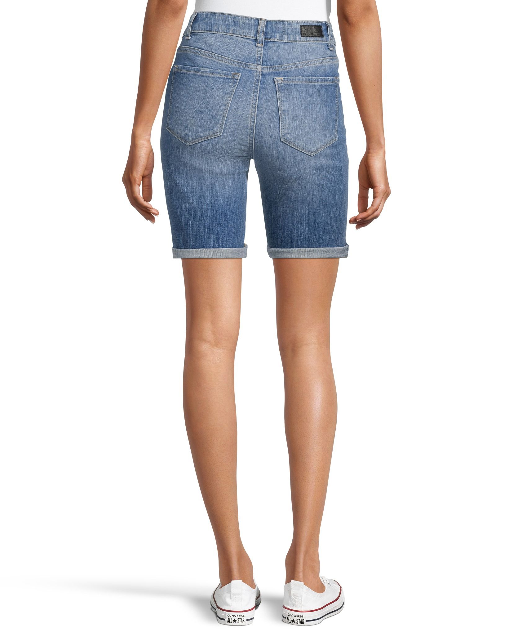 High waisted deals denim bermuda shorts