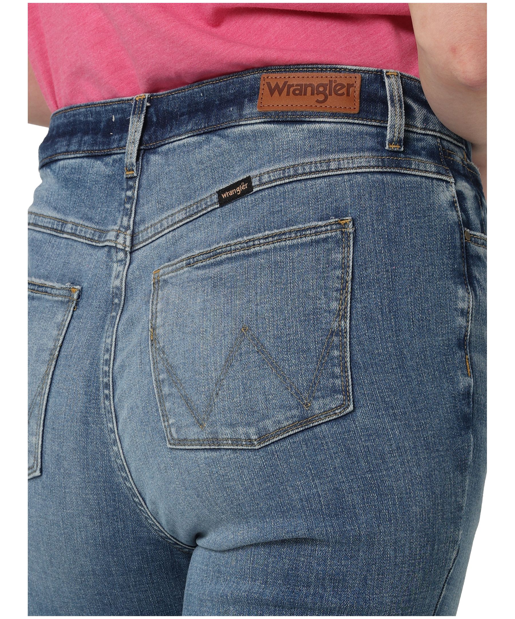 Jean court à jambe droite et à taille haute de style rodéo pour femmes, Wrangler