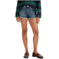 Levi's Women's 501 Original High Rise Jeans Shorts - Dark Indigo Front_Flat