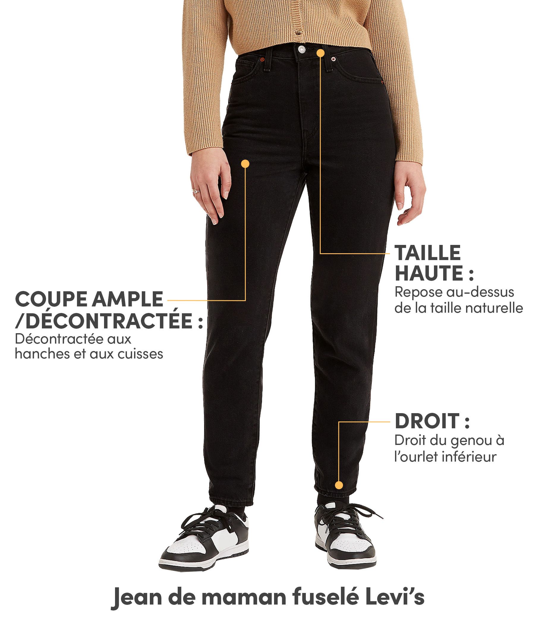 Jean de maman à taille haute et jambe fuselée pour femmes, Levi's