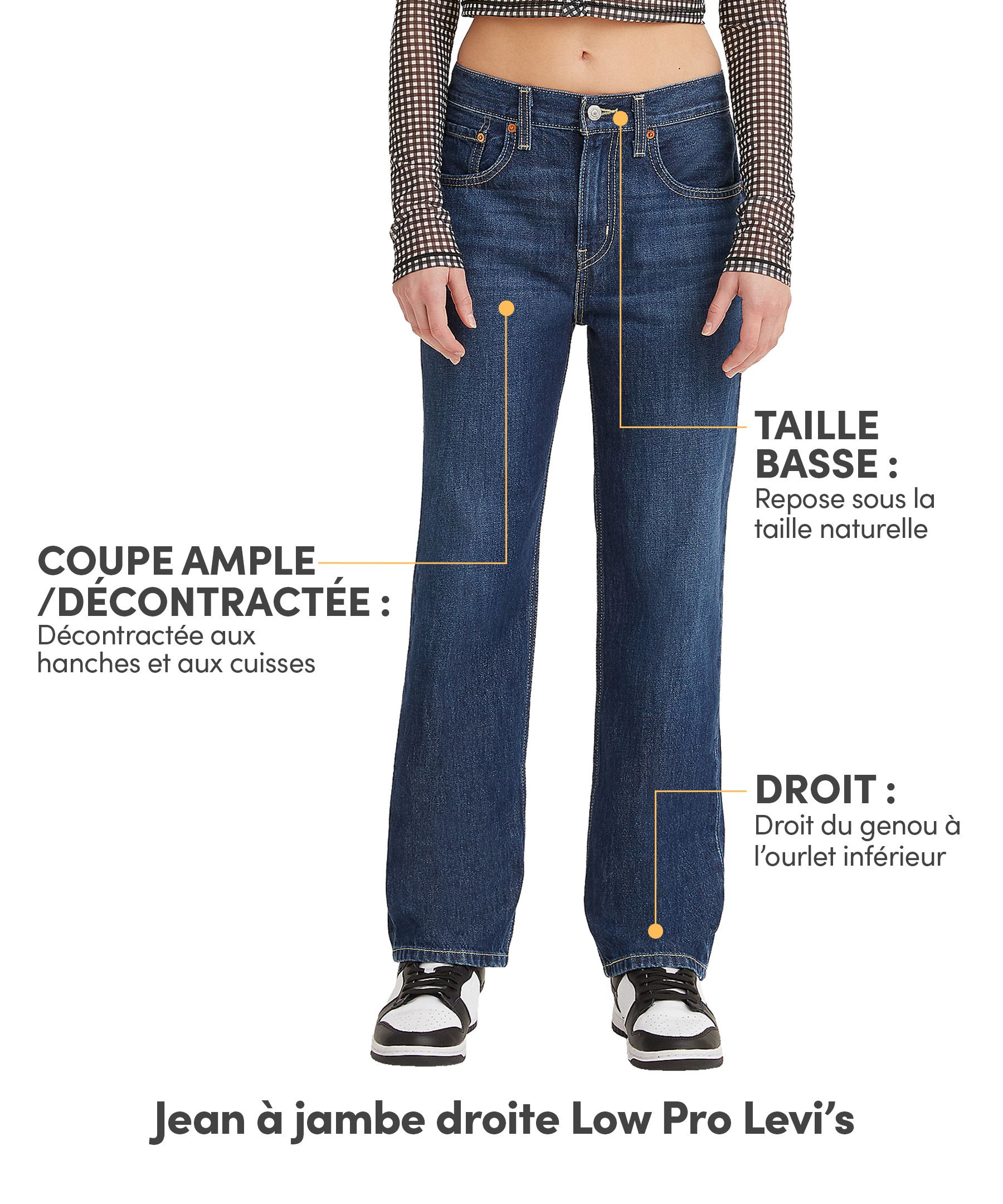 Jean à jambe droite et à taille basse pour femmes, Levi's, Low Pro