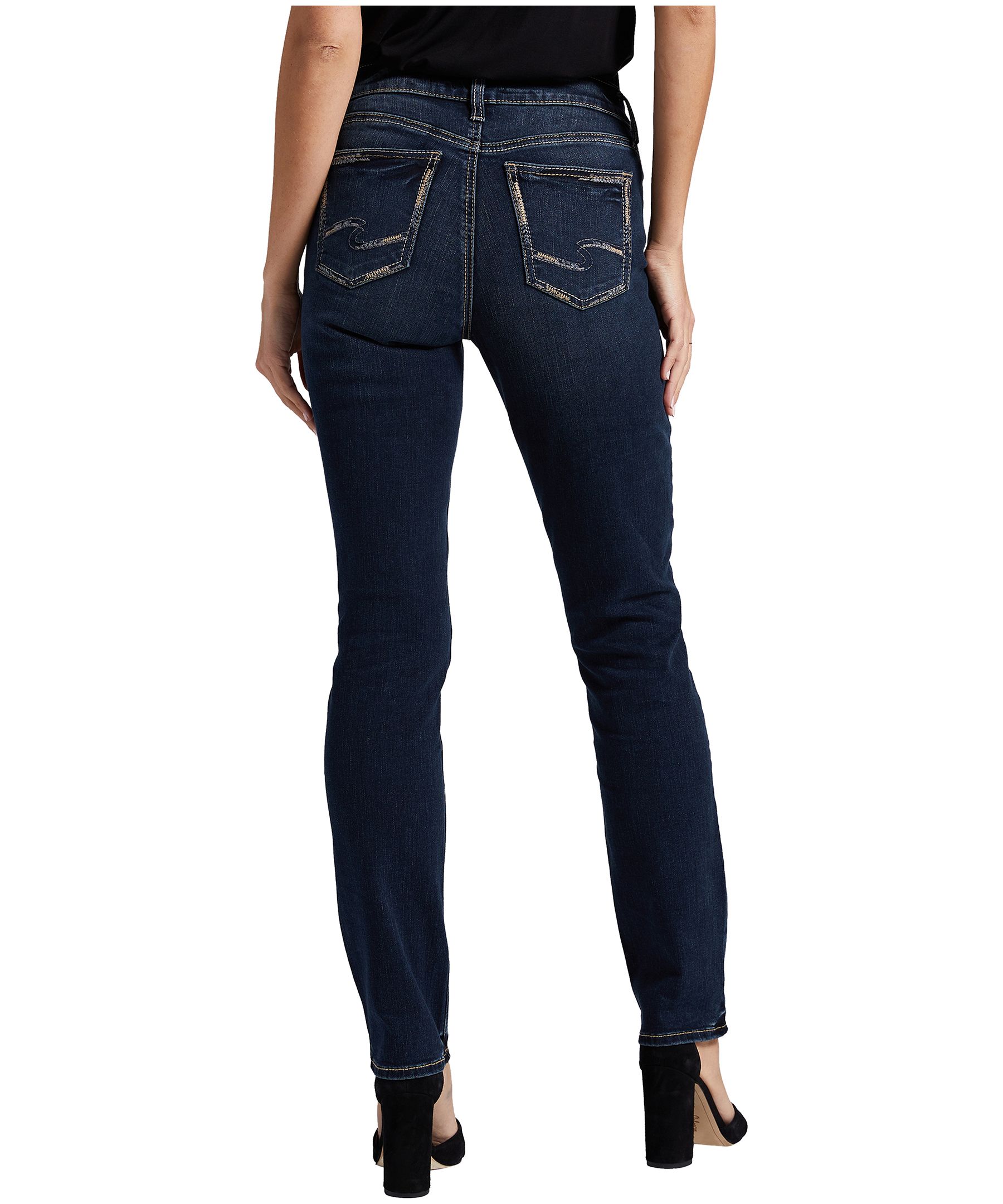 Jean court Silver épousant les courbes à taille mi-basse et à jambe droite pour femmes, Elyse