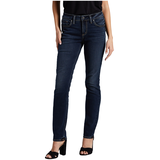Silver Women's Elyse Curvy Fit Mid Rise Straight Jeans Front_Flat