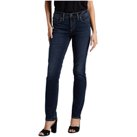 Silver Women's Elyse Curvy Fit Mid Rise Straight Jeans Front_Flat