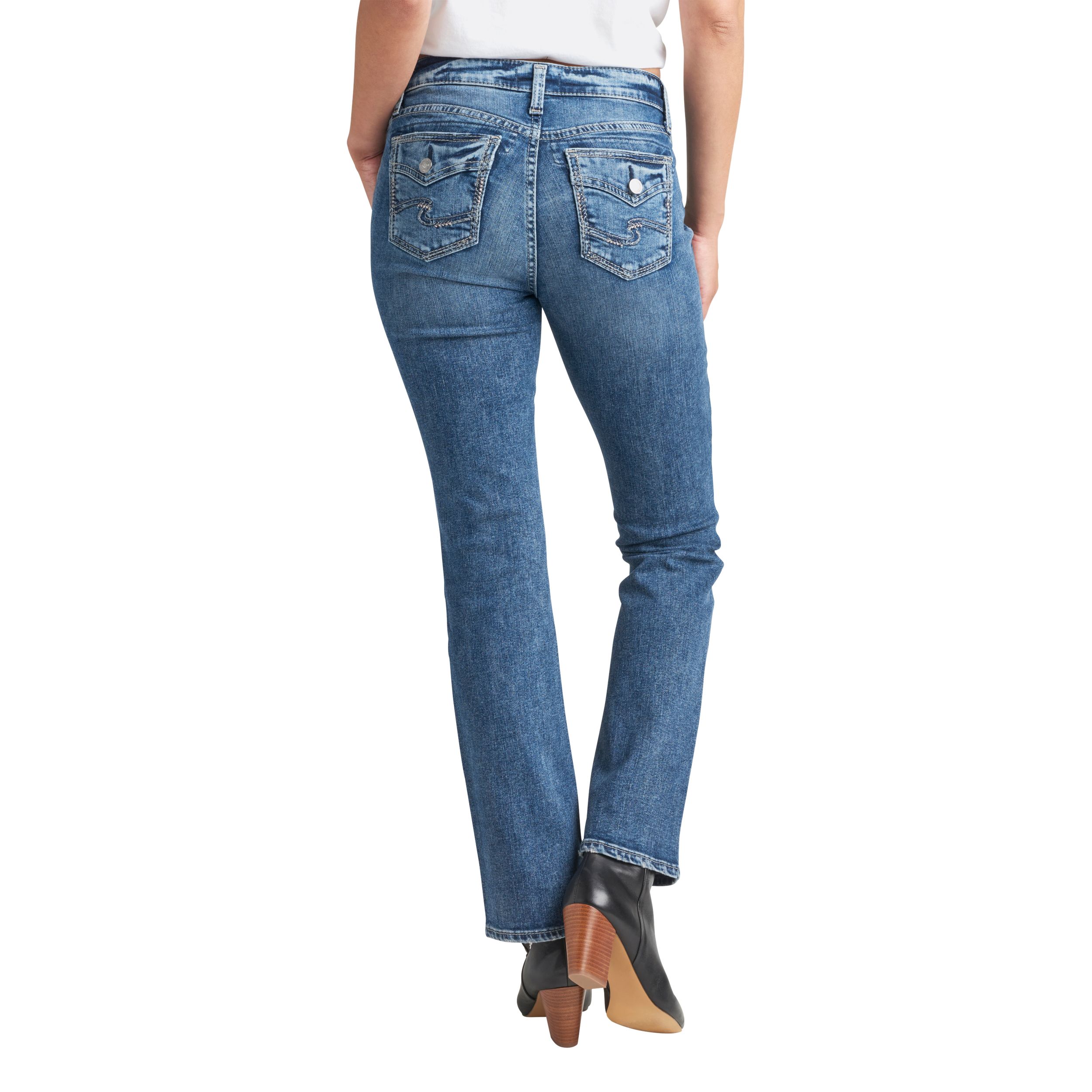 Silver Women's Elyse Curvy Fit Mid Rise Slim Bootcut Jeans