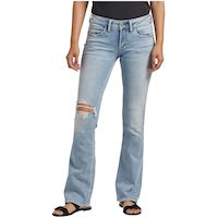 Silver Women's Britt Curvy Fit Low Rise Slim Bootcut Jeans Front_Flat