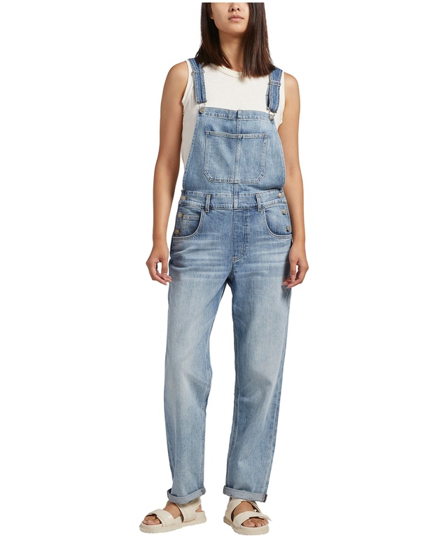 Salopette Silver en jean de coupe ample à jambe droite pour femmes