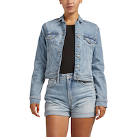 Silver Women's Fitted Denim Jacket Front_Flat
