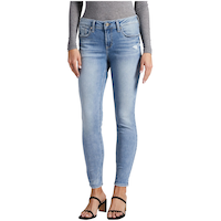 Silver Women's Curvy Elyse Mid Rise Skinny Jeans Front_Flat