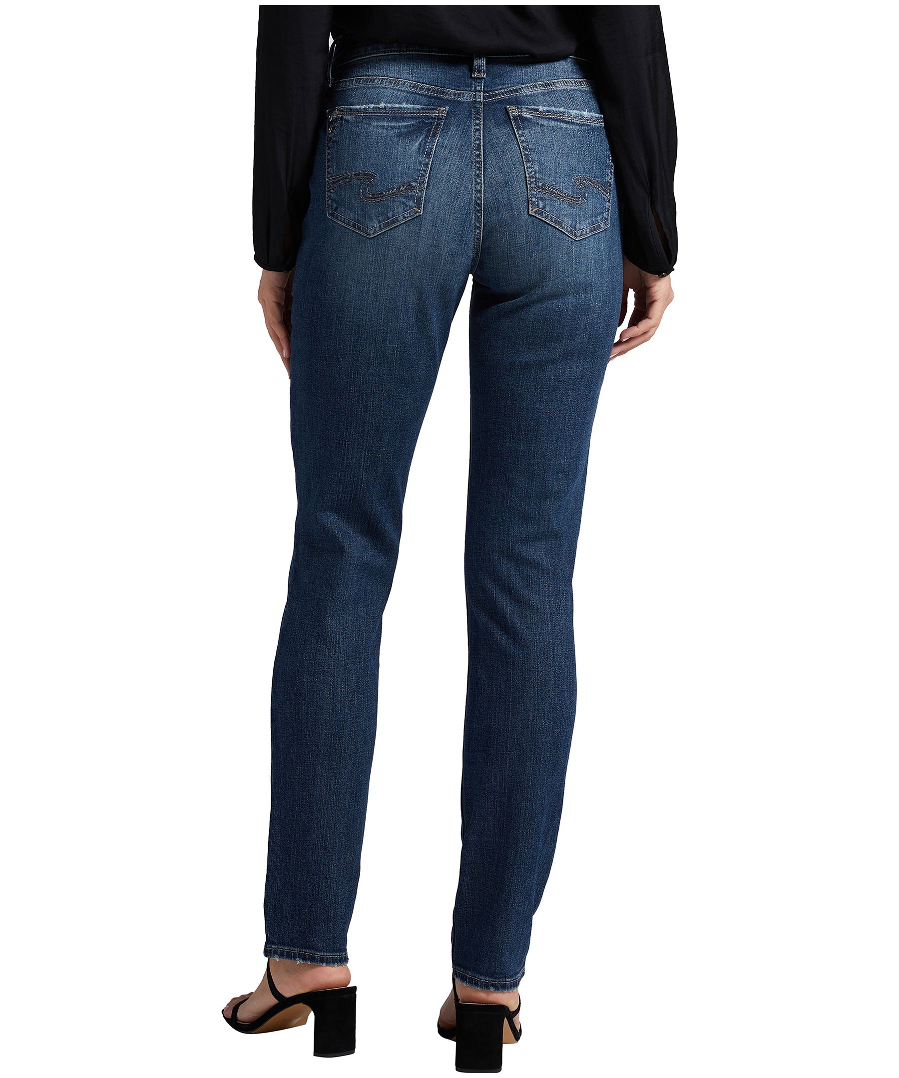 Jean Silver à jambe droite et à taille mi-basse pour femmes, Elyse