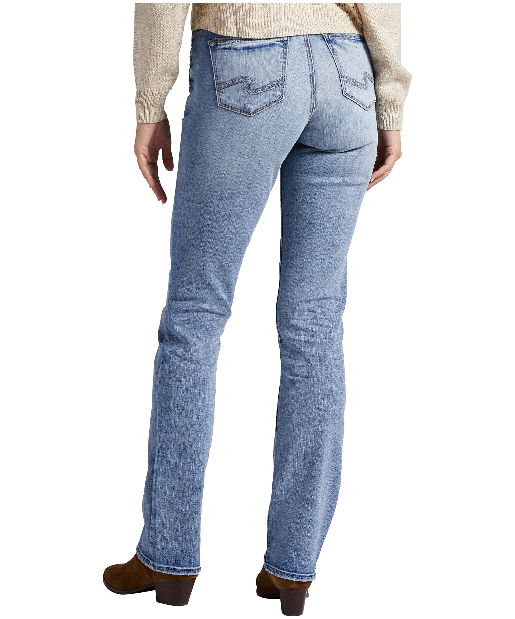 Jean étroit Silver à taille mi-basse et à jambe semi-évasée pour femmes, Elyse