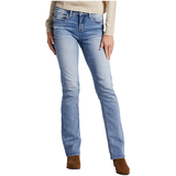 Jean étroit Silver à taille mi-basse et à jambe semi-évasée pour femmes, Elyse Front_Flat