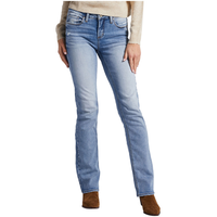 Jean étroit Silver à taille mi-basse et à jambe semi-évasée pour femmes, Elyse Front_Flat