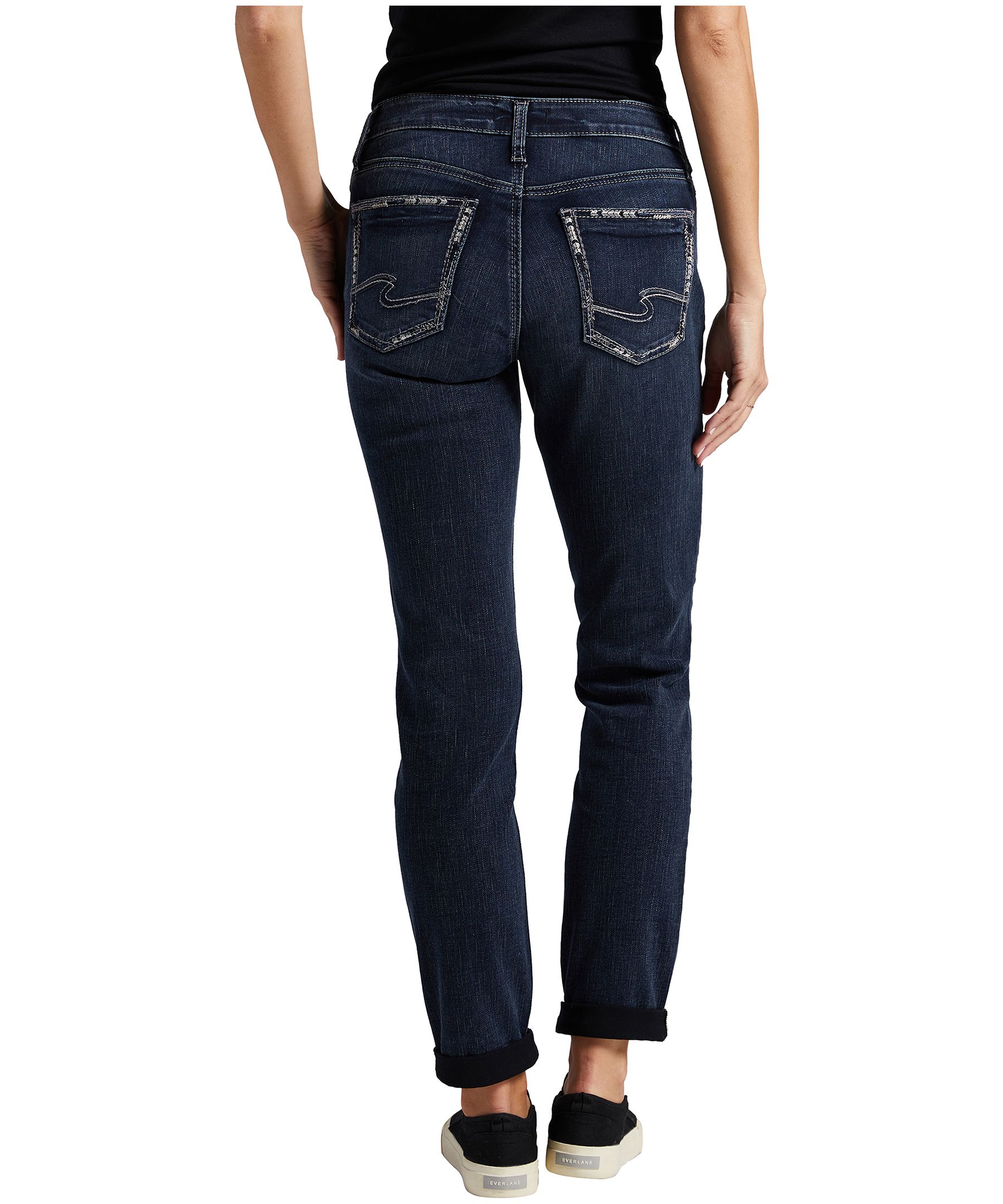 Jean Silver à jambe étroite et à taille mi-basse pour femmes, Boyfriend